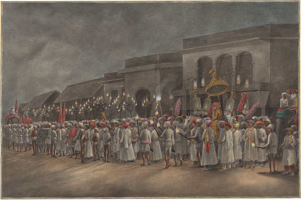 A Hindu Bridegroom's Marriage Procession by Sewak Ram