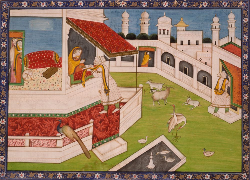 Princess Rukmini Sends a Message to Krishna, Folio from a Rukmini-Harana (Abduction of Rukmini)