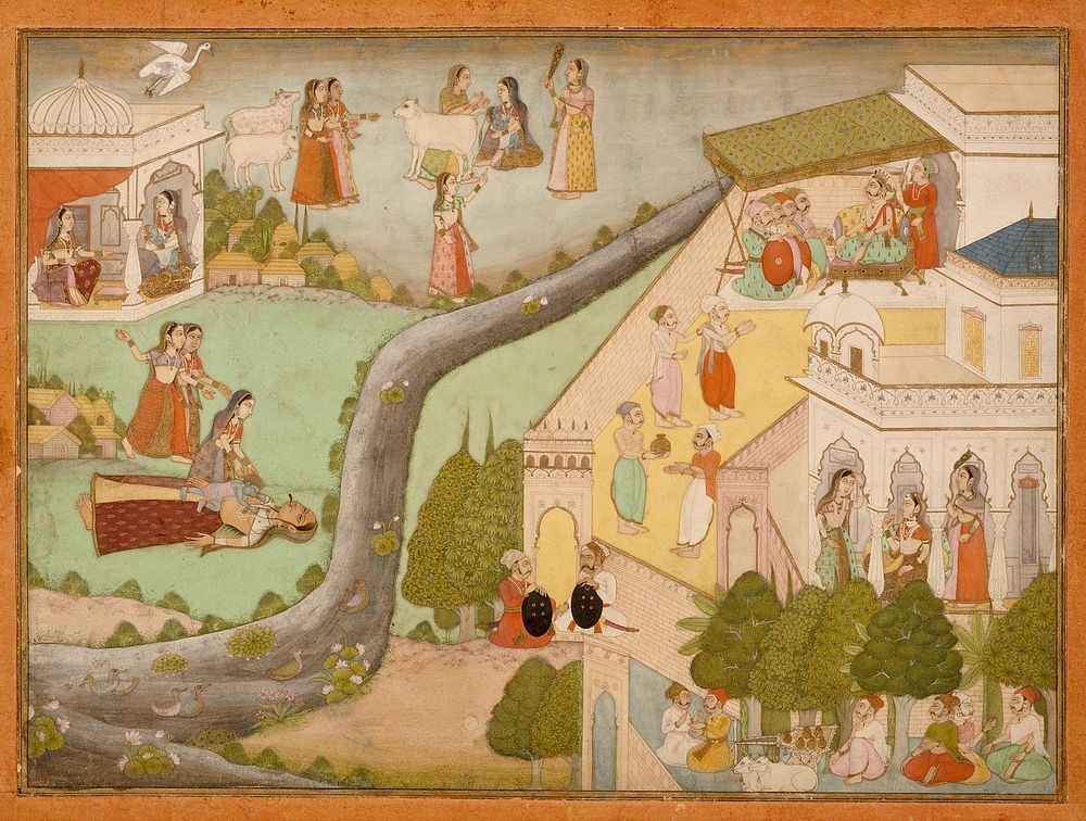 Krishna Kills the Ogress Putana, Folio from a Bhagavata Purana (Ancient Stories of the Lord)