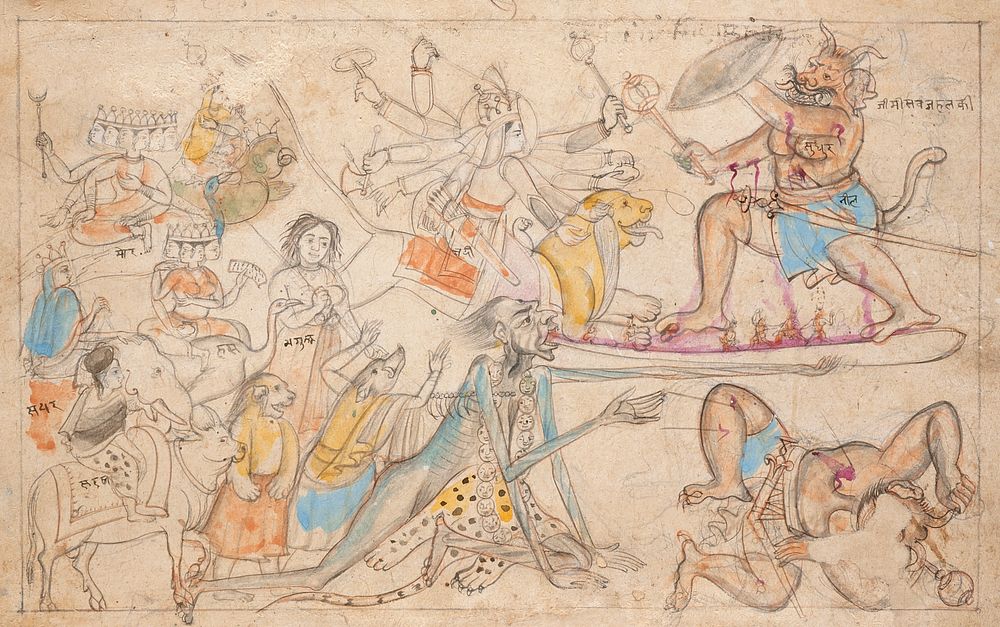 Durga Fighting Titans, Folio from a Devimahatmya (Glory of the Goddess)