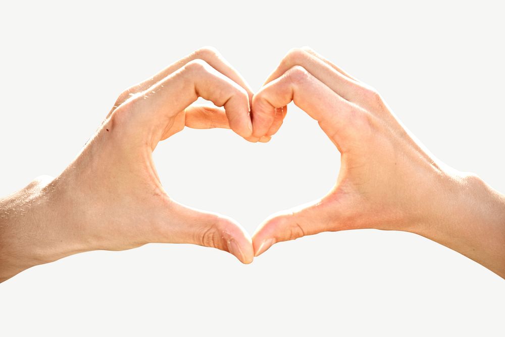 Hand showing heart gesture  collage element psd
