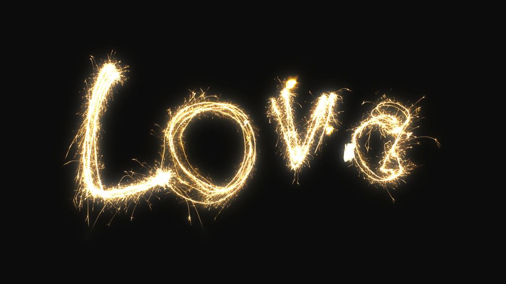 Love sparklers collage element psd