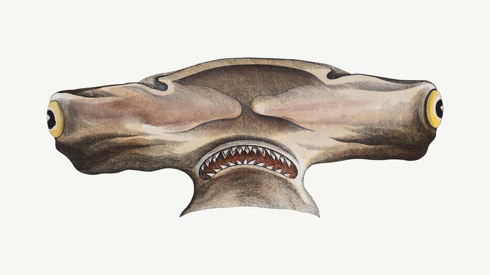 Shark vintage illustration, fish image, collage element psd