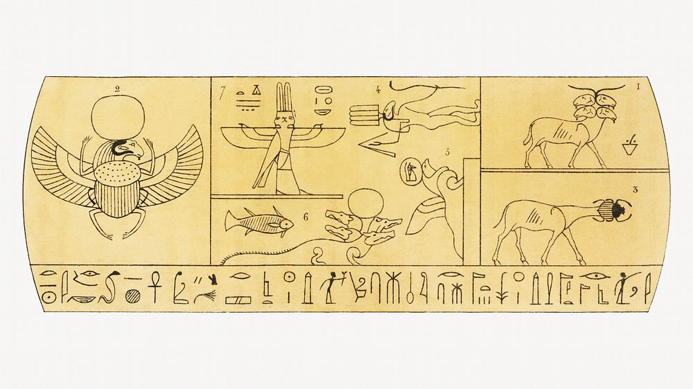 Egypt hieroglyphics vintage illustration
