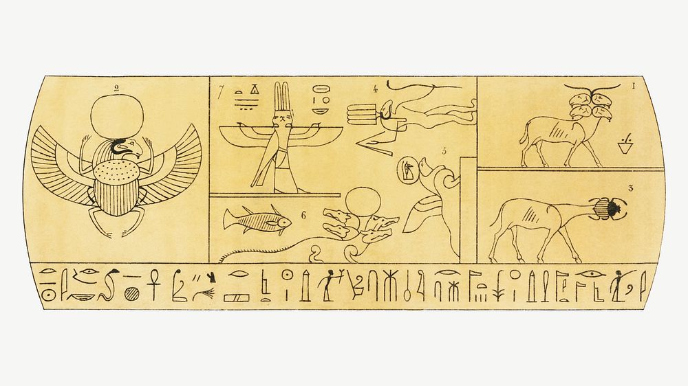 Egypt stone vintage illustration, collage element psd