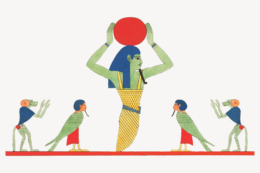 Egyptian god Khonsu  vintage illustration. Remixed by rawpixel. 