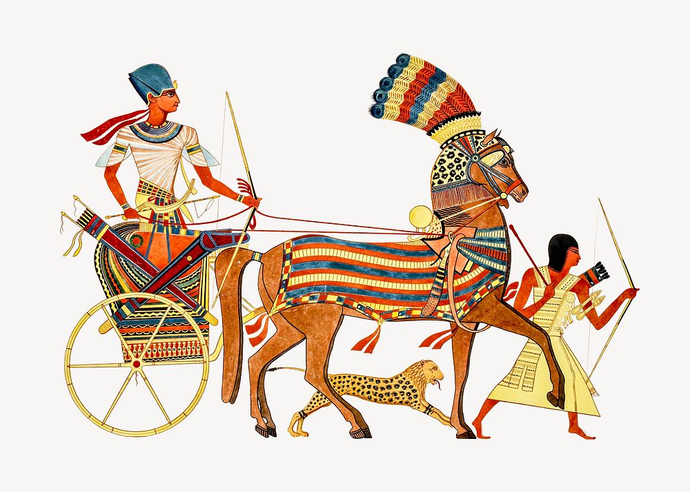 Egypt carriage vintage illustration, collage element psd