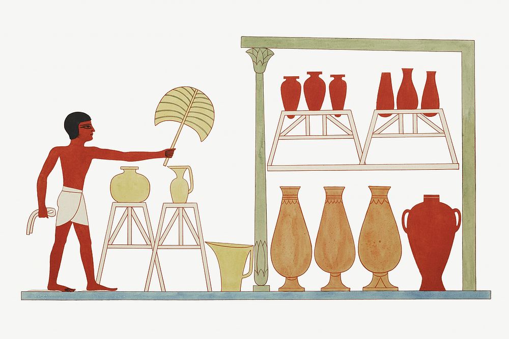 Egyptian vases vintage illustration psd. Remixed by rawpixel. 