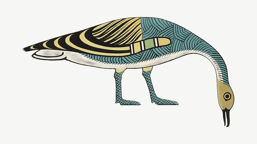Vintage Egyptian bird illustration, tombs of Nevoethph and Menothph psd
