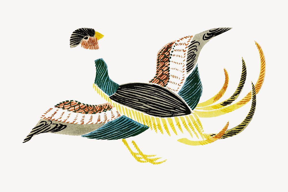 Colorful japanese crane illustration image