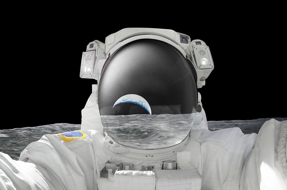 Astronaut mockup taking selfie, galaxy aesthetic psd