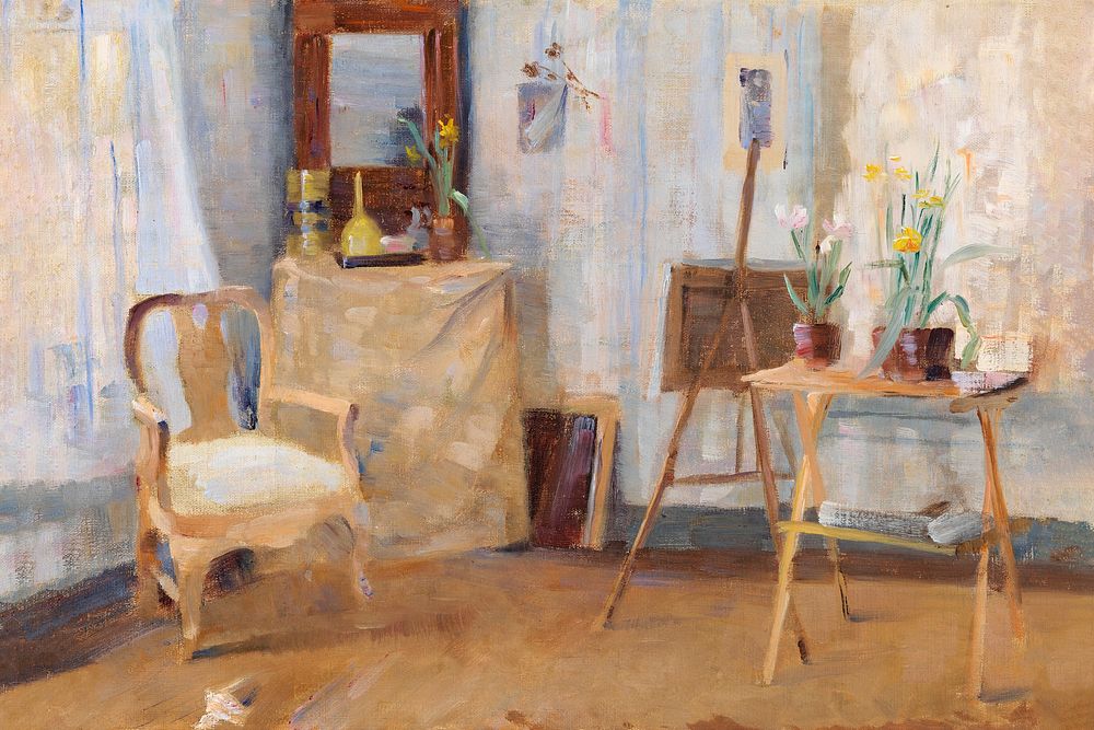 In the atelier, vintage painting room by Maria Wiik. Remixed by rawpixel.