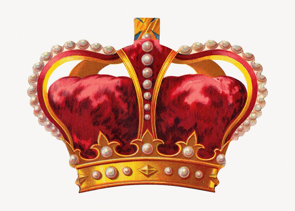 Red crown, vintage accessory illustration. Remixed by rawpixel.
