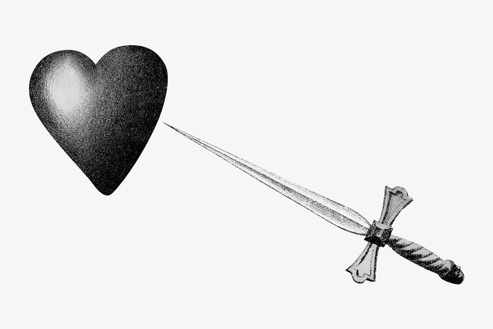 Sword and heart illustration psd. Remixed by rawpixel.