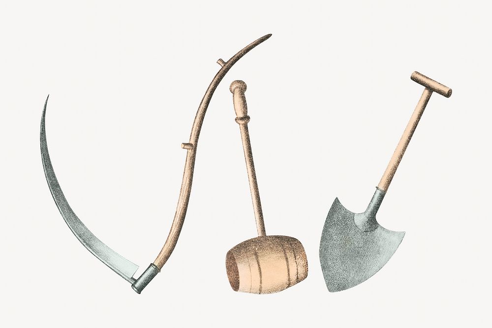 Sickle, hammer and shovel illustration. Remixed by rawpixel.
