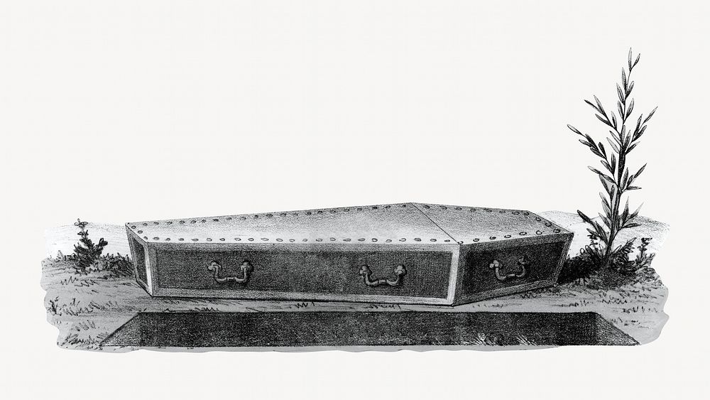 Funeral coffin, vintage illustration. Remixed by rawpixel.