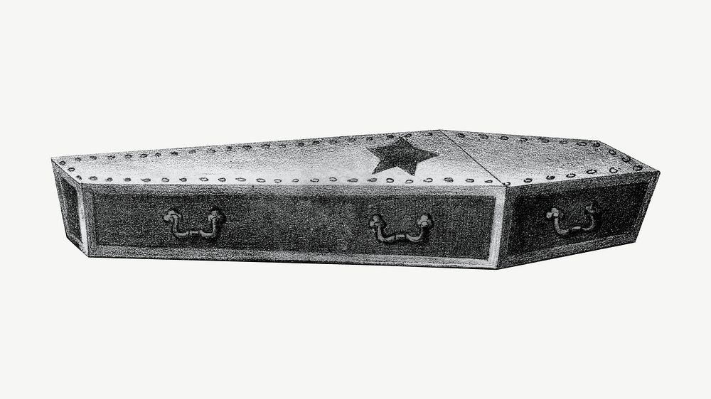 Funeral coffin, vintage illustration psd. Remixed by rawpixel.