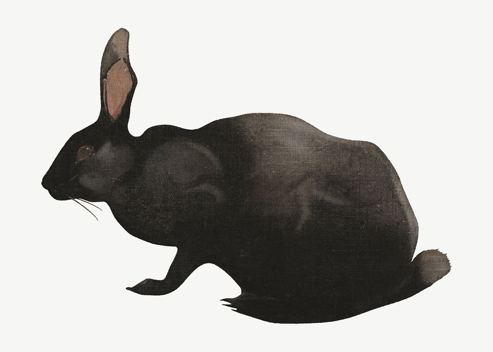A Black Rabbit, vintage animal illustration by Joseph Crawhall psd. Remixed by rawpixel.