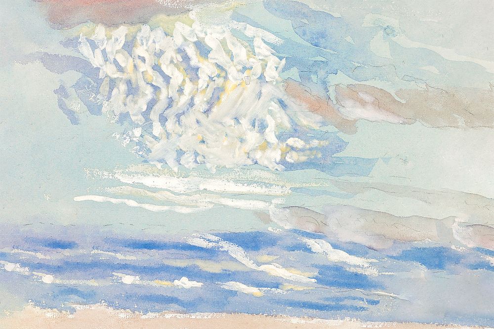 Blue sky background, watercolor painting. Remixed from Francis Augustus Lathrop artwork, by rawpixel.