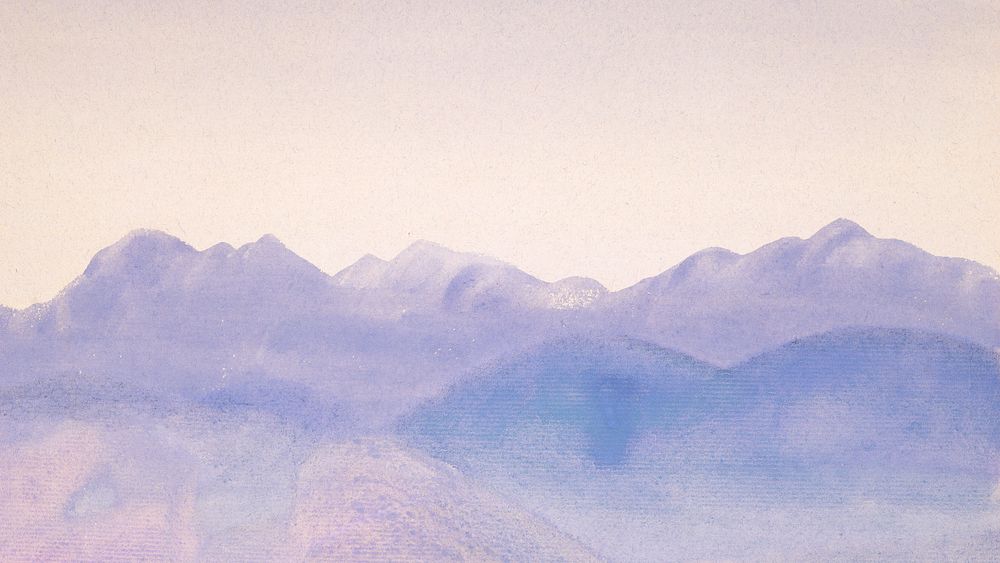Blue mist landscape desktop wallpaper, watercolor painting. Remixed from Arthur B Davies artwork, by rawpixel.