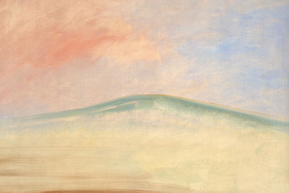 Green hill background, oil painting. Remixed from George Catlin artwork, by rawpixel.