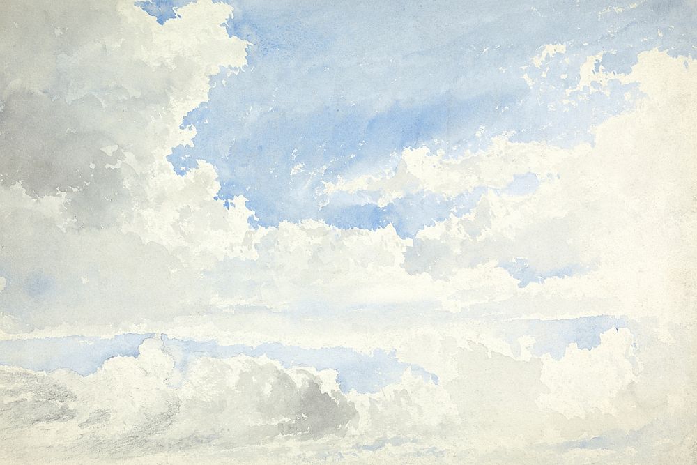 Blue sky background in watercolor. Remixed from Aaron Edwin Penley artwork, by rawpixel.