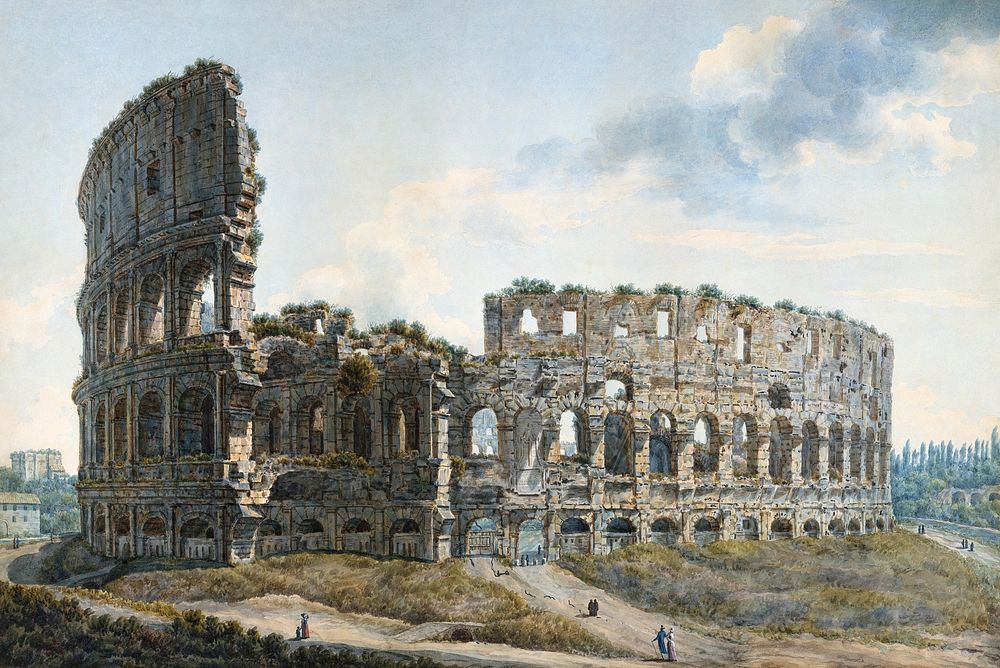 The Colosseum, Rome by Abraham Louis Rodolphe Ducros. Digitally enhanced by rawpixel.