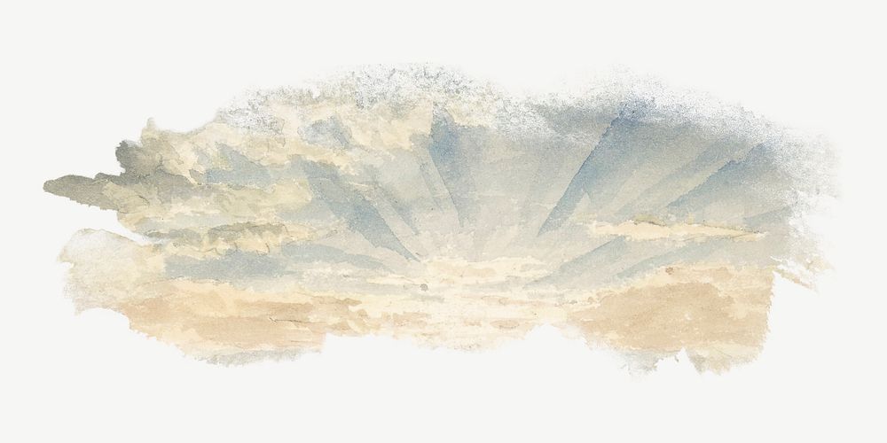 Rising sun sky watercolor illustration element psd. Remixed from vintage artwork by rawpixel.