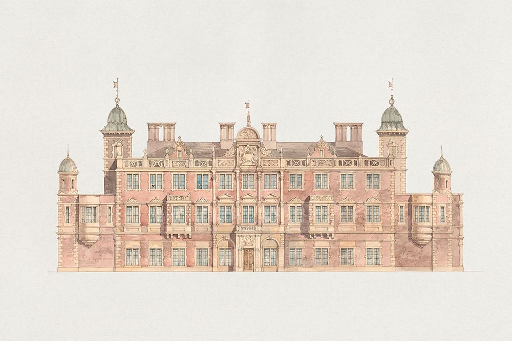 Design for Kelham Hall, Nottinghamshire: Garden Elevation. Digitally enhanced by rawpixel.