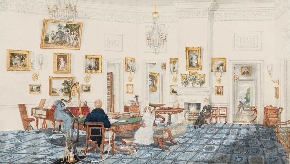 The Winter Room in the Artist's House at Patna by Sir Charles d Oyly. Digitally enhanced by rawpixel.