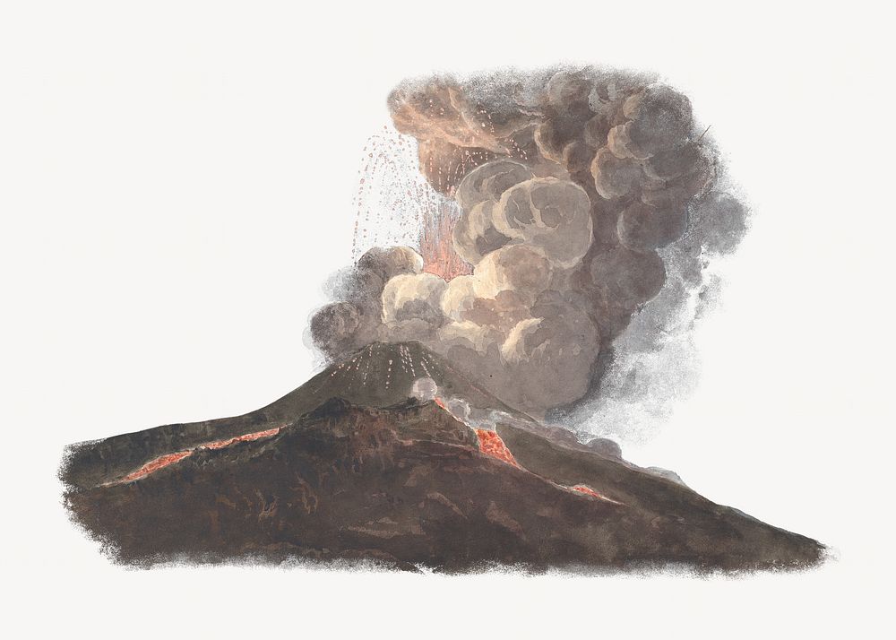 Vesuvius volcano watercolor illustration element. Remixed from vintage artwork by rawpixel.