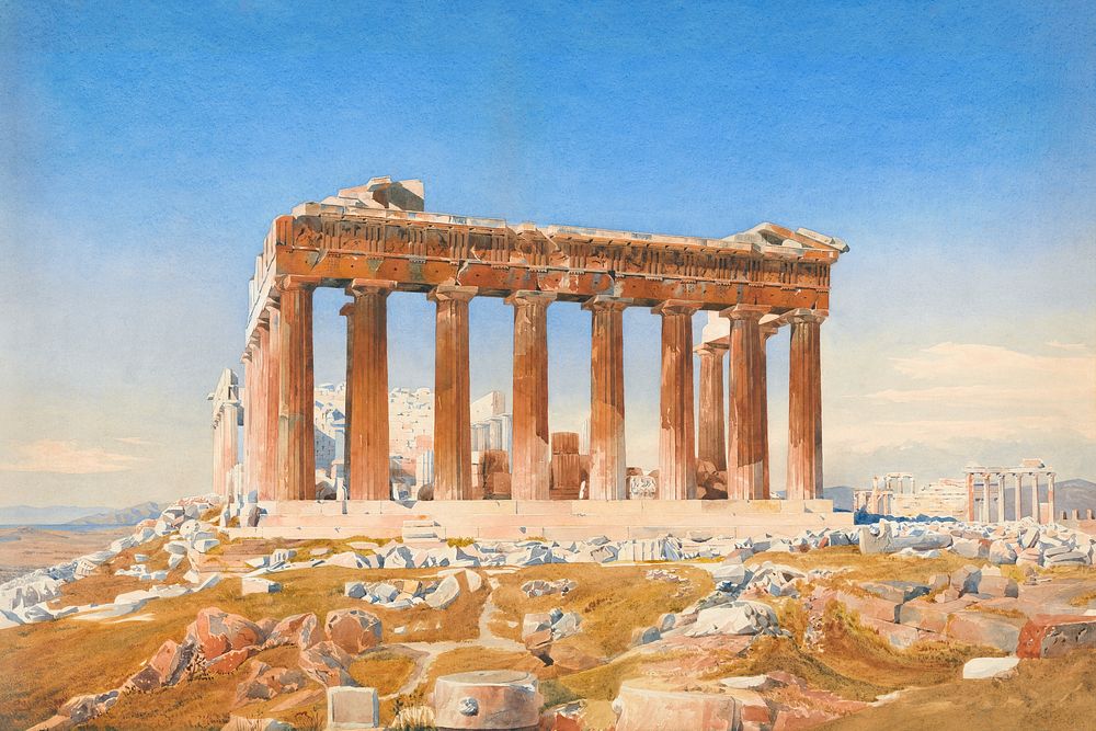 The Parthenon by Thomas Hartley Cromek. Digitally enhanced by rawpixel.