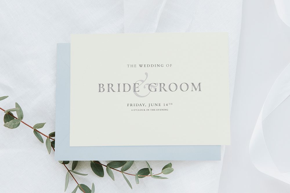 Botanical wedding invitation card mockup