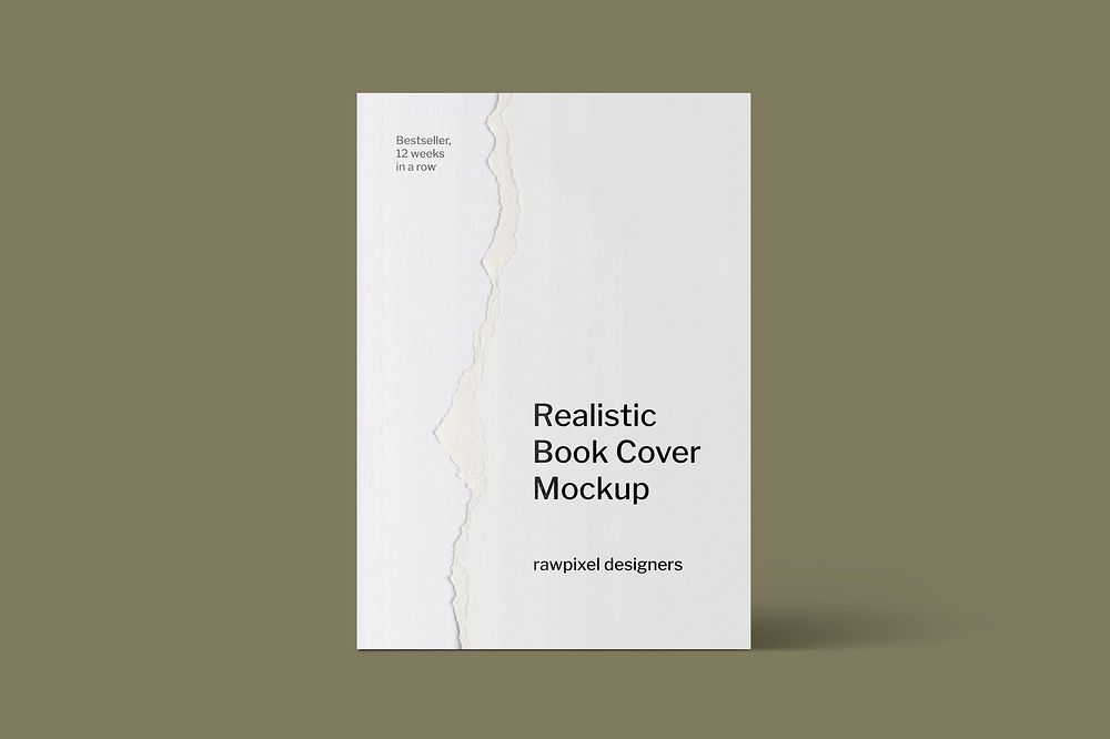 Book cover mockup psd ripped paper craft diy in minimal style