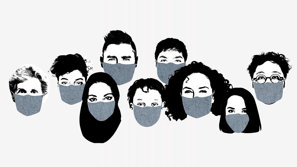 People wearing face mask, illustration isolated image
