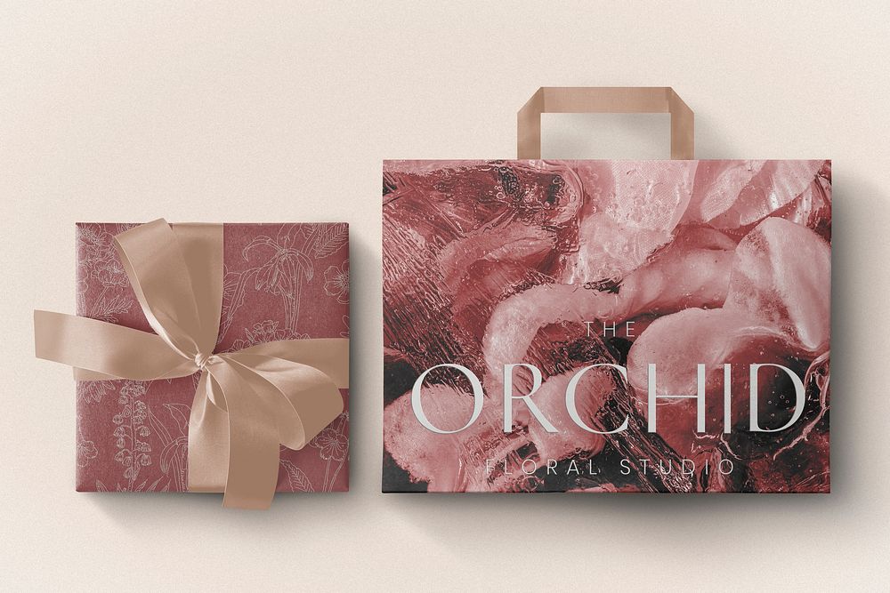 Floral box mockup, Valentine's aesthetic, business packaging psd