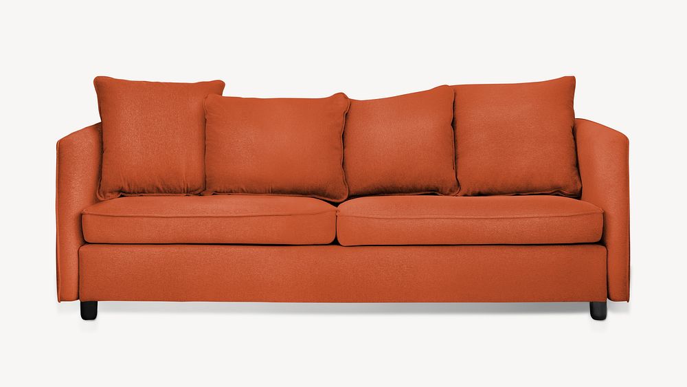Retro orange sofa, living room furniture