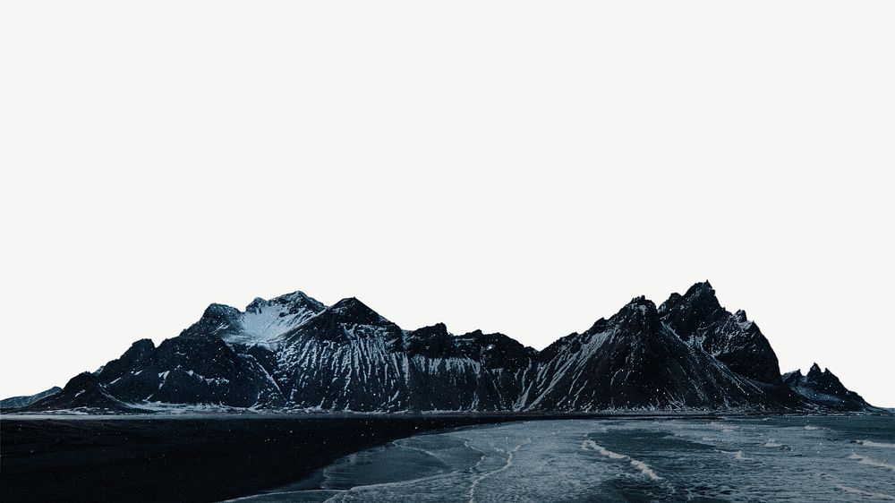 Dark mountains border collage element psd