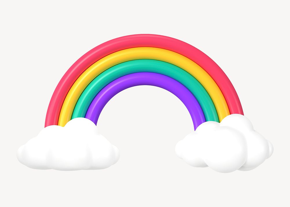 Rainbow clip art, 3d birthday graphic psd