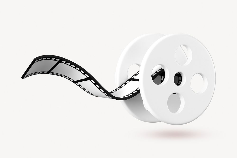 Movie reels 3D clipart, white design