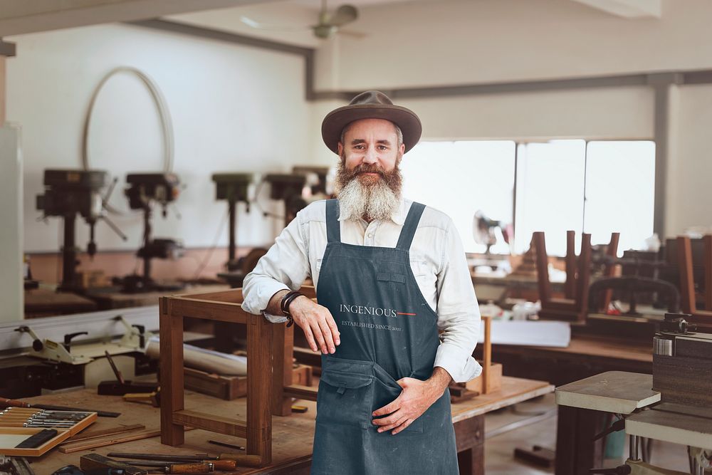 Craftsman apron mockup, apparel psd