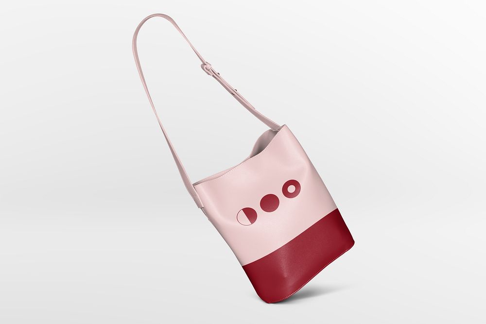 Pink shoulder bag mockup, women's accessory psd