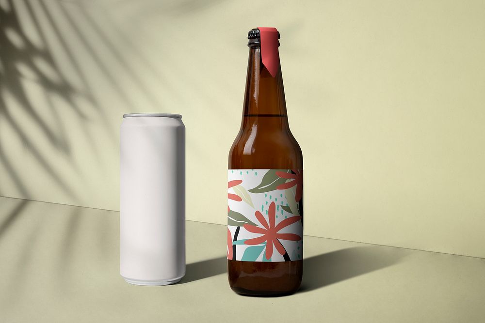 Glass bottle, tropical packaging design