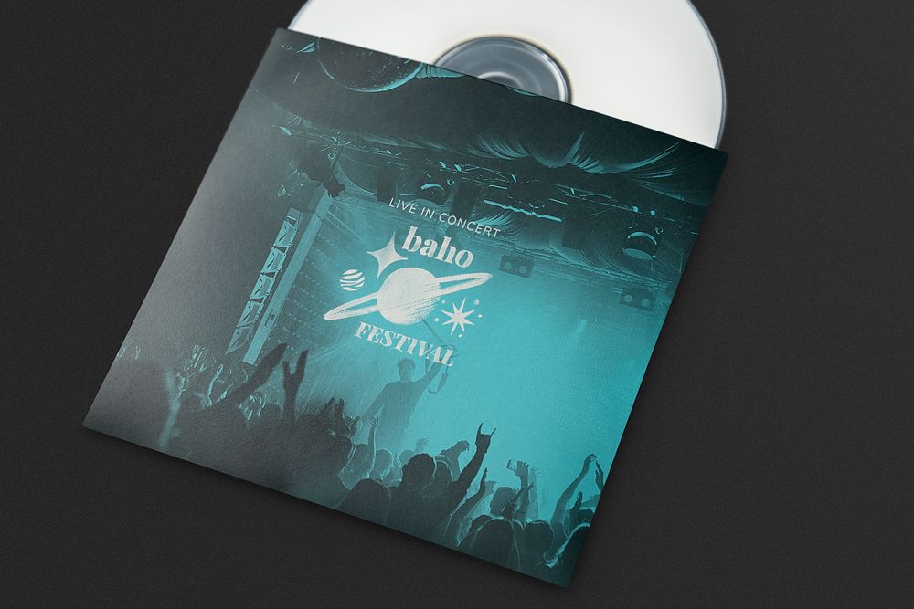 CD album cover, music product branding psd