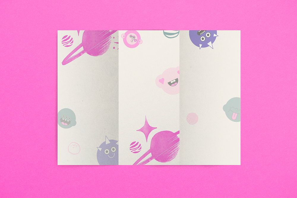 Tri-fold brochure, cute galaxy paper