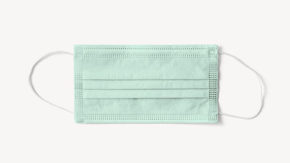 Green surgical mask, isolated object