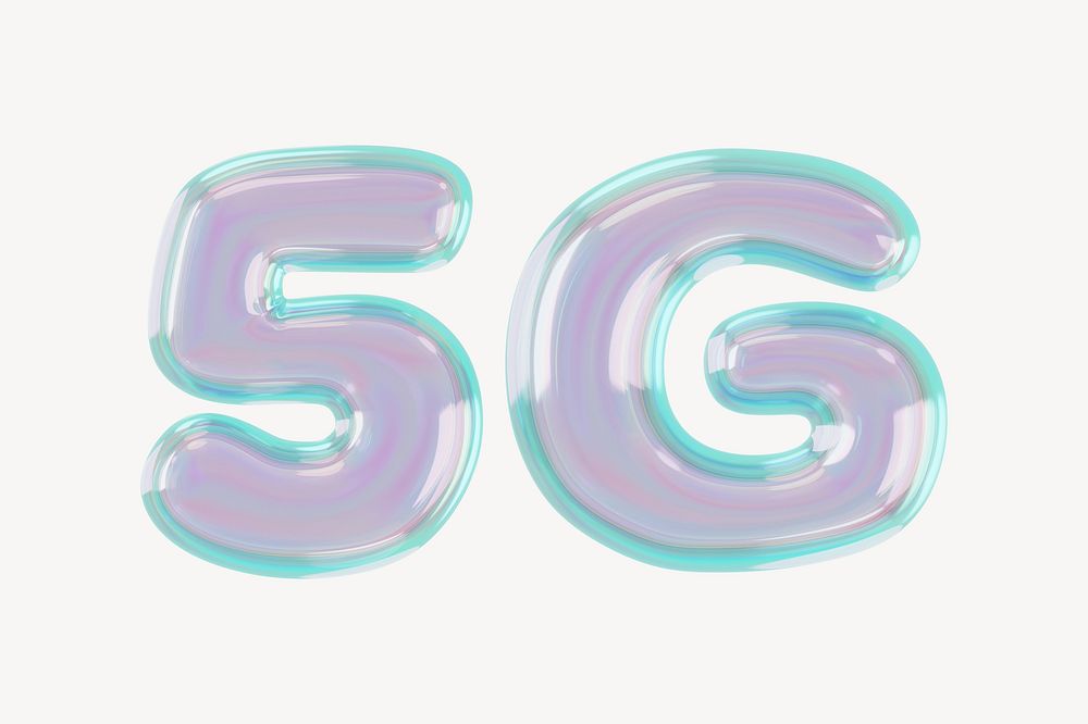 5G holographic icon, digital remix design