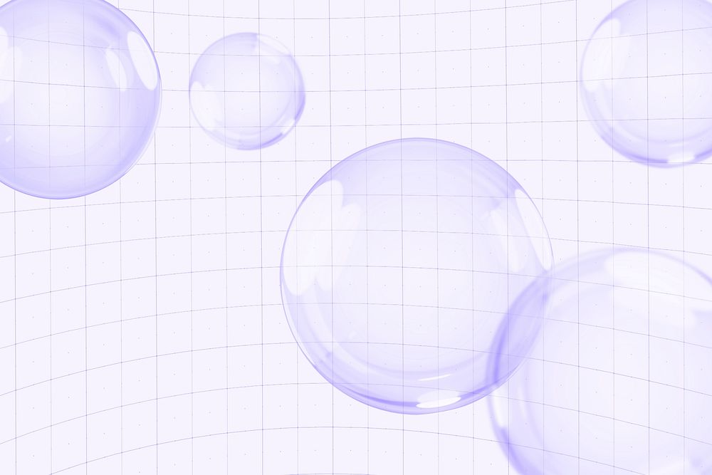 Purple bubbles grid background, digital remix psd