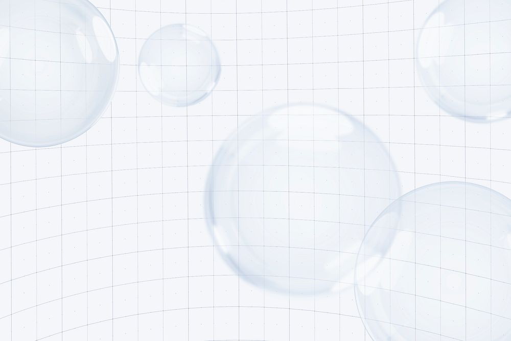 Off-white bubbles grid background, digital remix psd