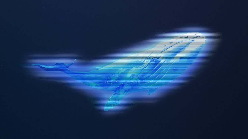Whale sealife, blue digital remix